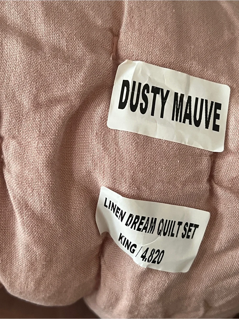 Quince European Linen Dream Quilt, King/Cal King in Dusty Mauve 🩷